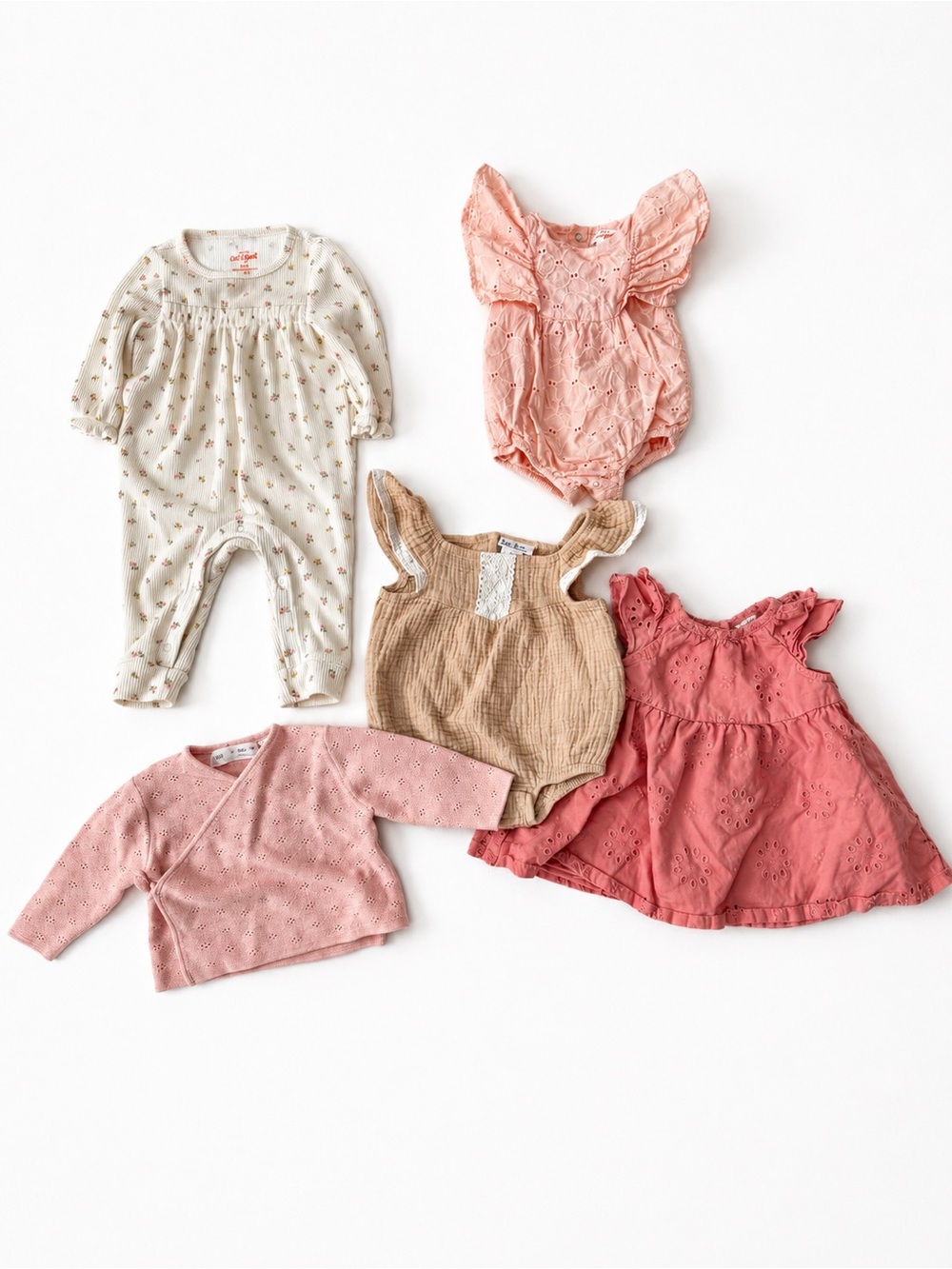 Bundle 0-3M Zara Nicole Miller Set Girl Boho Cottagecore Eyelet Romper Dress